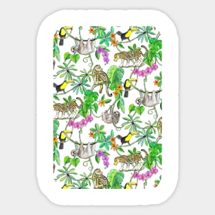 Rainforest Friends - watercolor animals on mint green Sticker